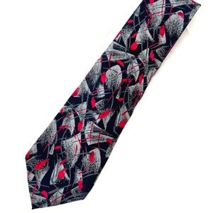 Raphaél VNTG Silk Tie with Red and Black Modern Design